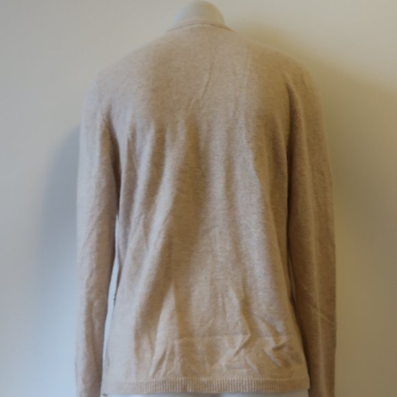 *Womens Sutton Cashmere Beige Cashmere V-Neck Faux Layered Cardigan Sweater L CO - Picture 10 of 13